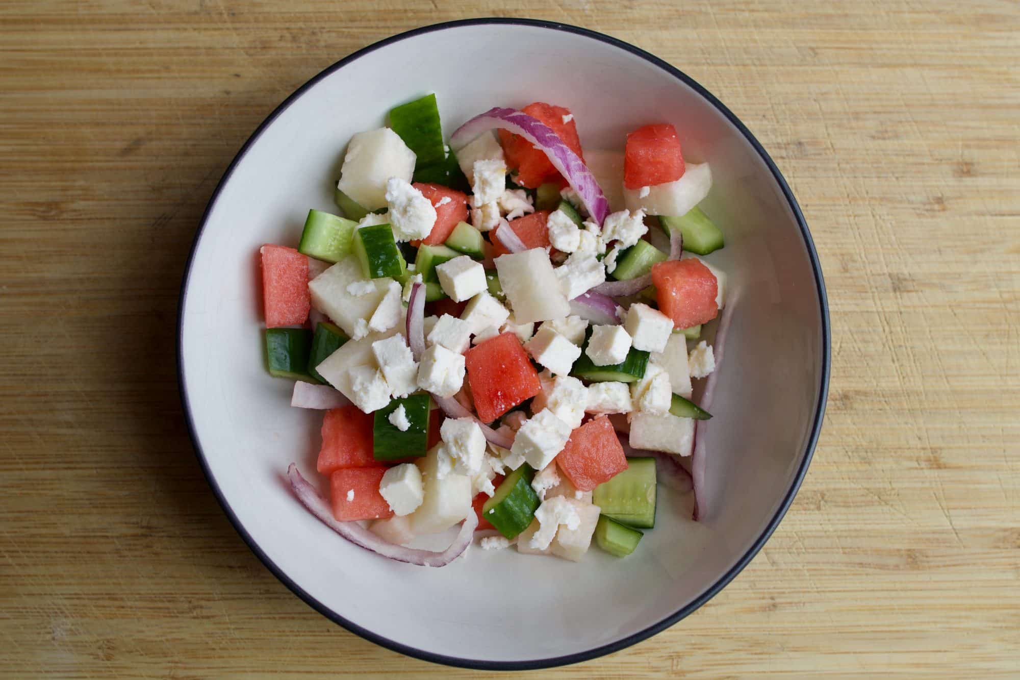 Watermelon jiacama salad is one of the cheap plant based meals