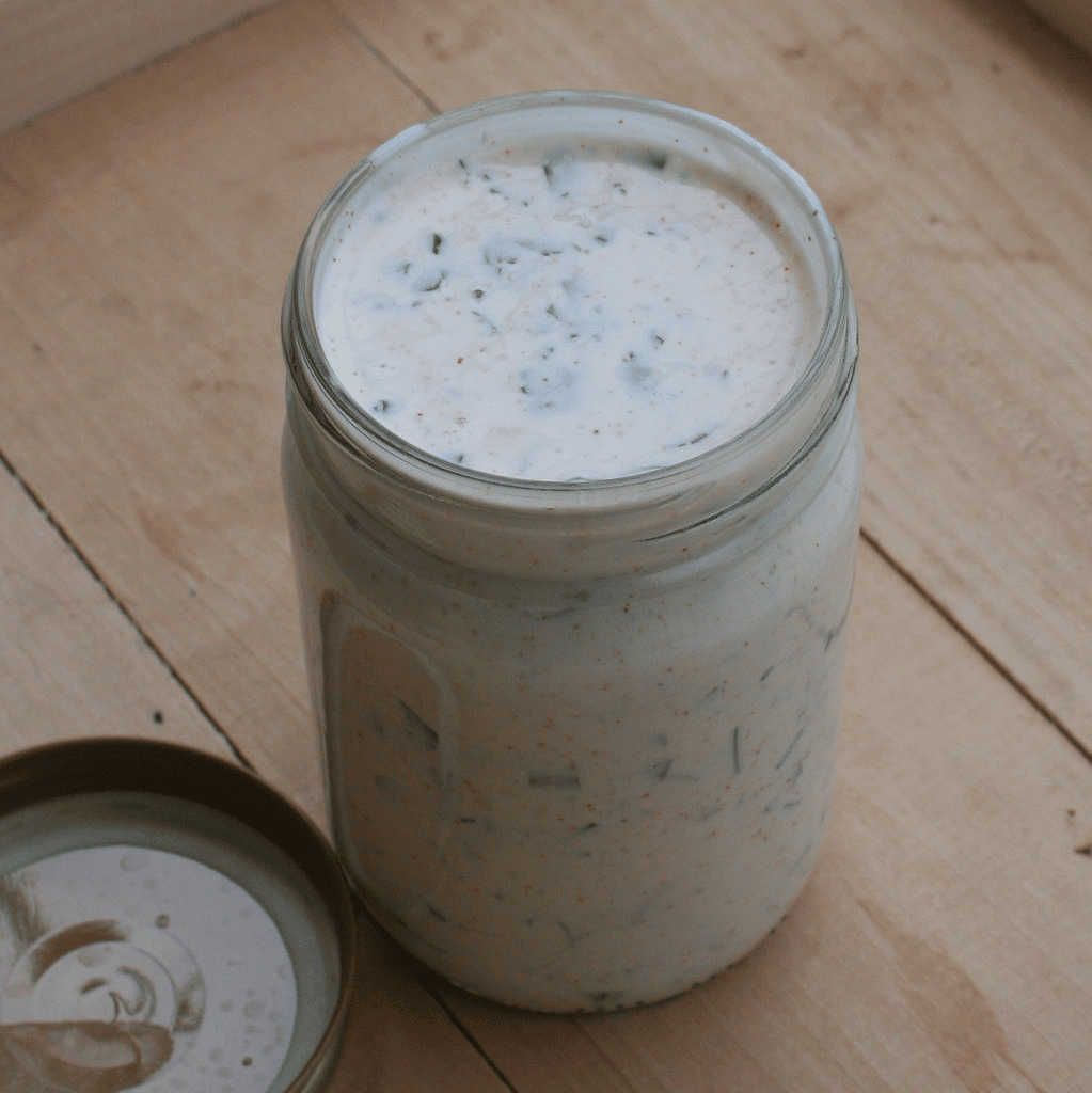 Vegetarian dressing for salad: parmesan pepper