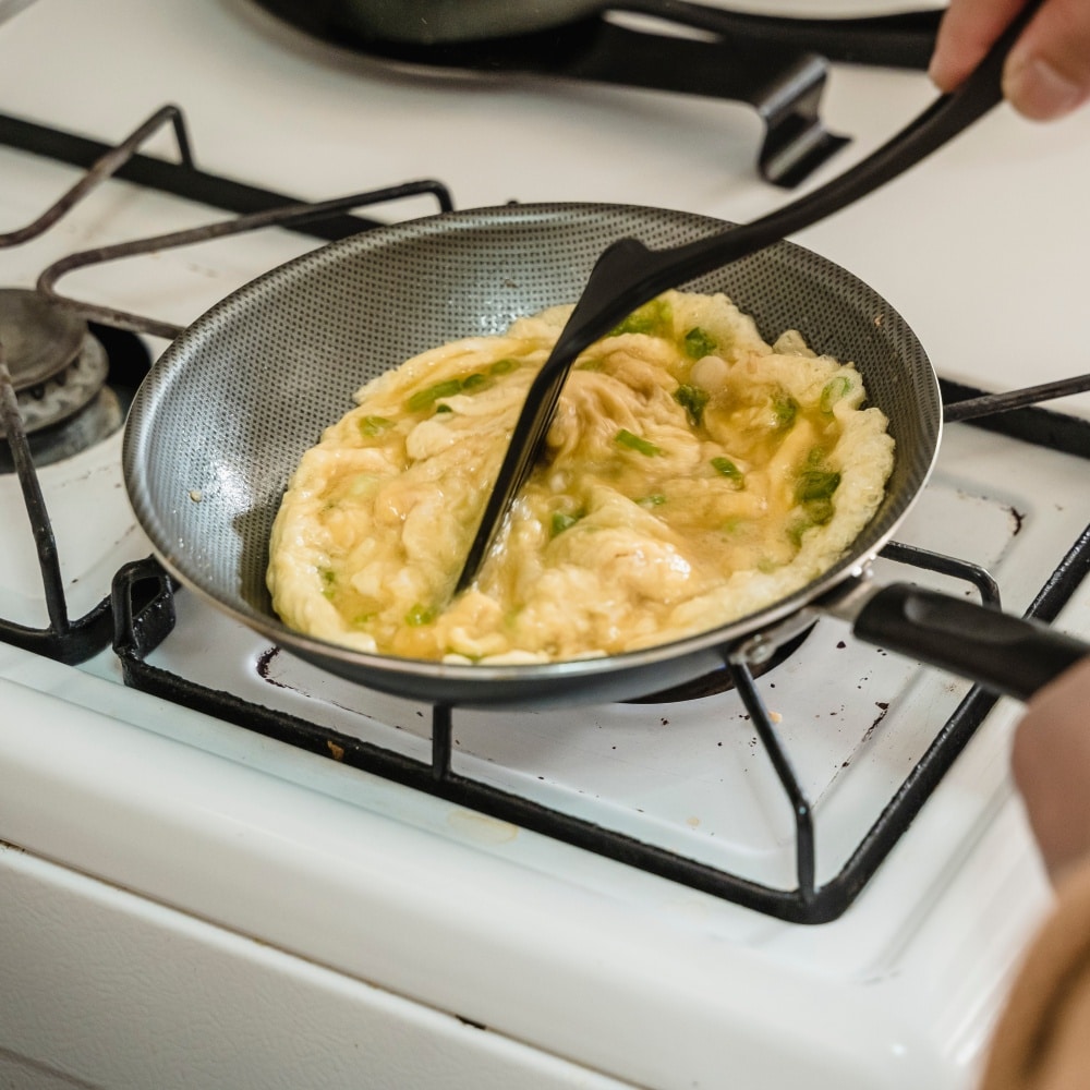 Fancy eggs in a pan